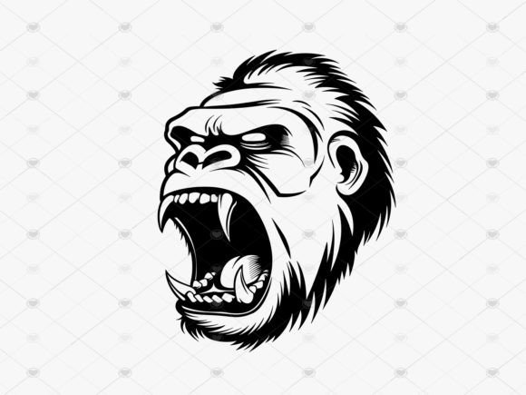 Download Fierce Gorilla Head Decal Silhouette PNG - Decal Collection