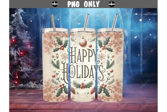 Download Vintage Happy Holidays Tumbler Wrap PNG - Holidays Collection